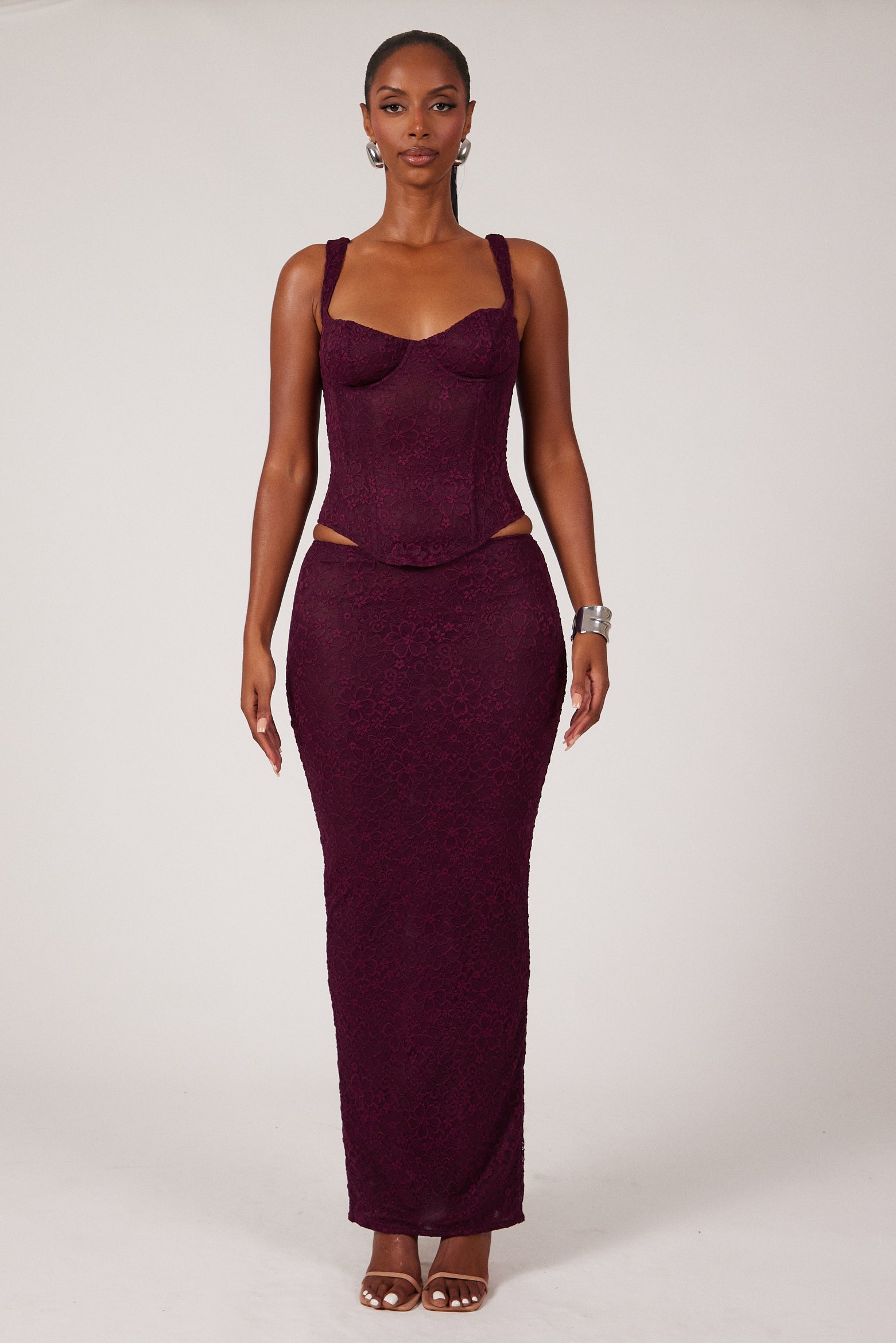 Corset Lace Maxi Skirt Dress