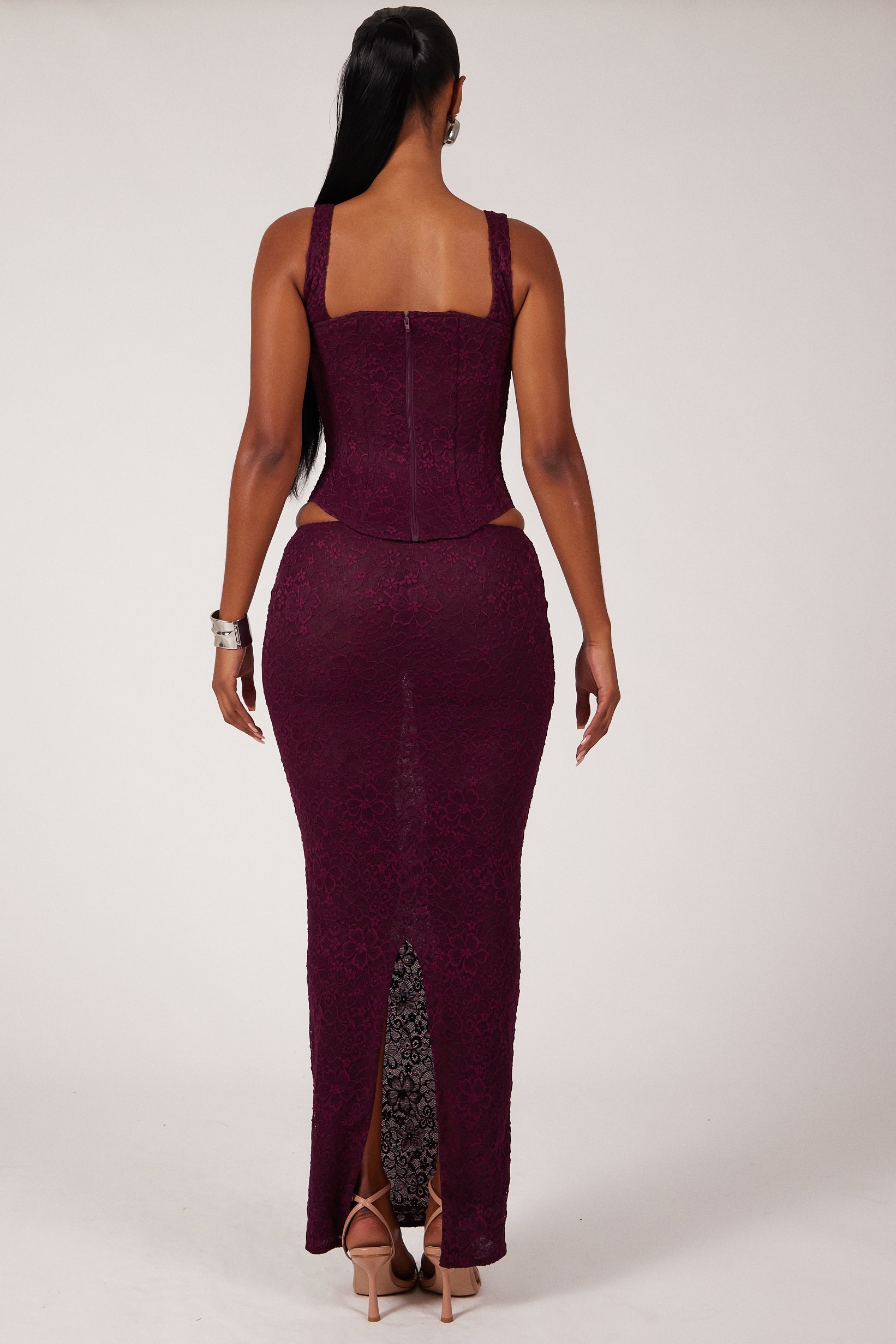 Corset Lace Maxi Skirt Dress