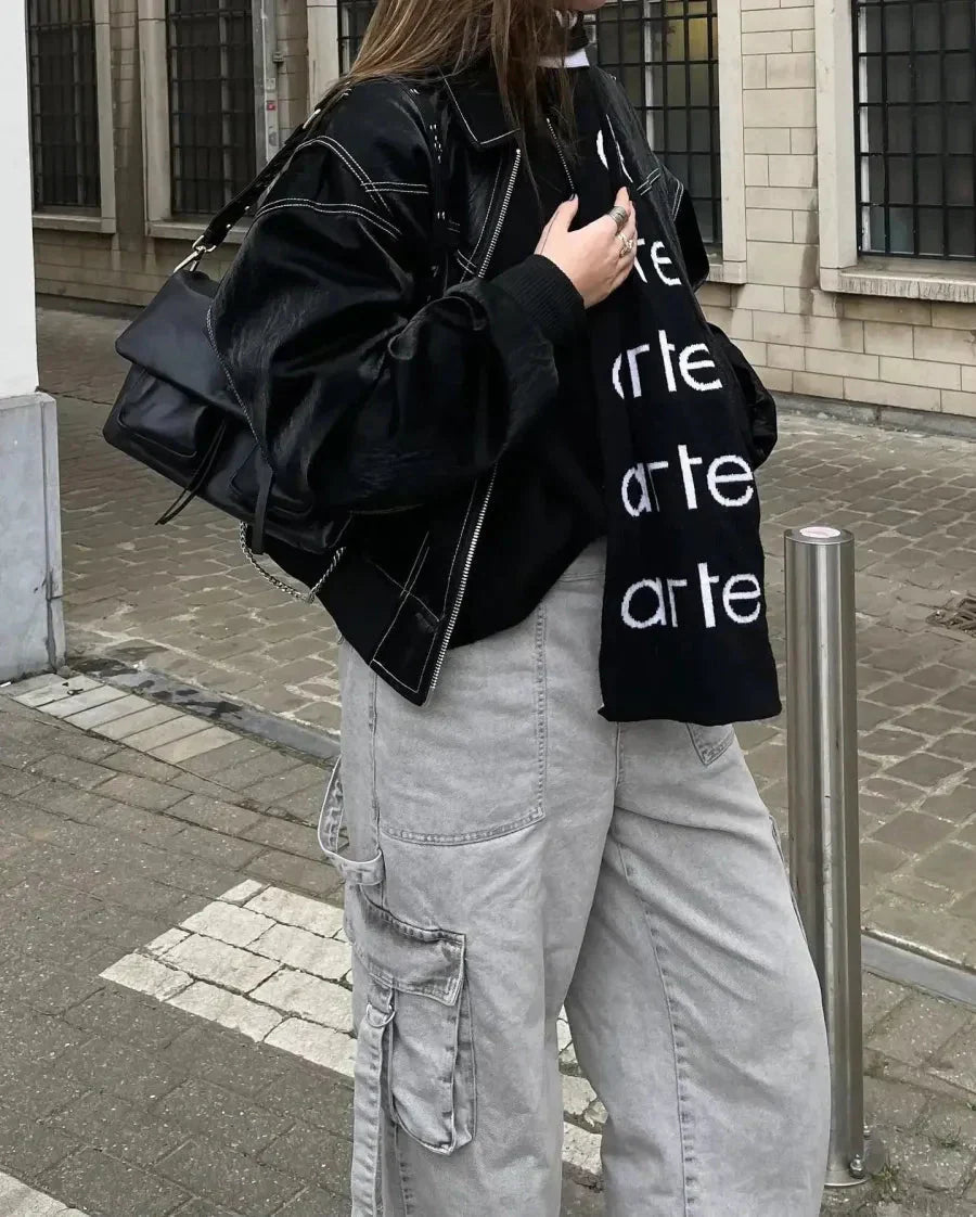 Aveline Faux Leather Bomber Jacket