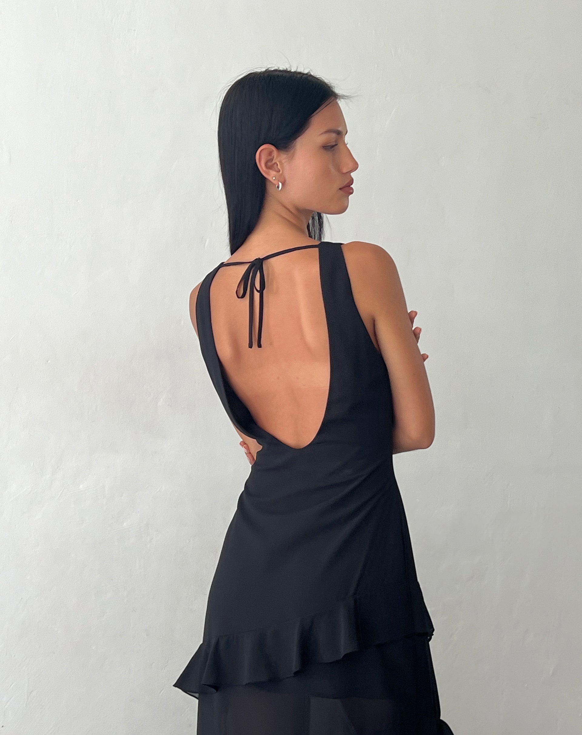 Midnight Ruffle Maxi Dress