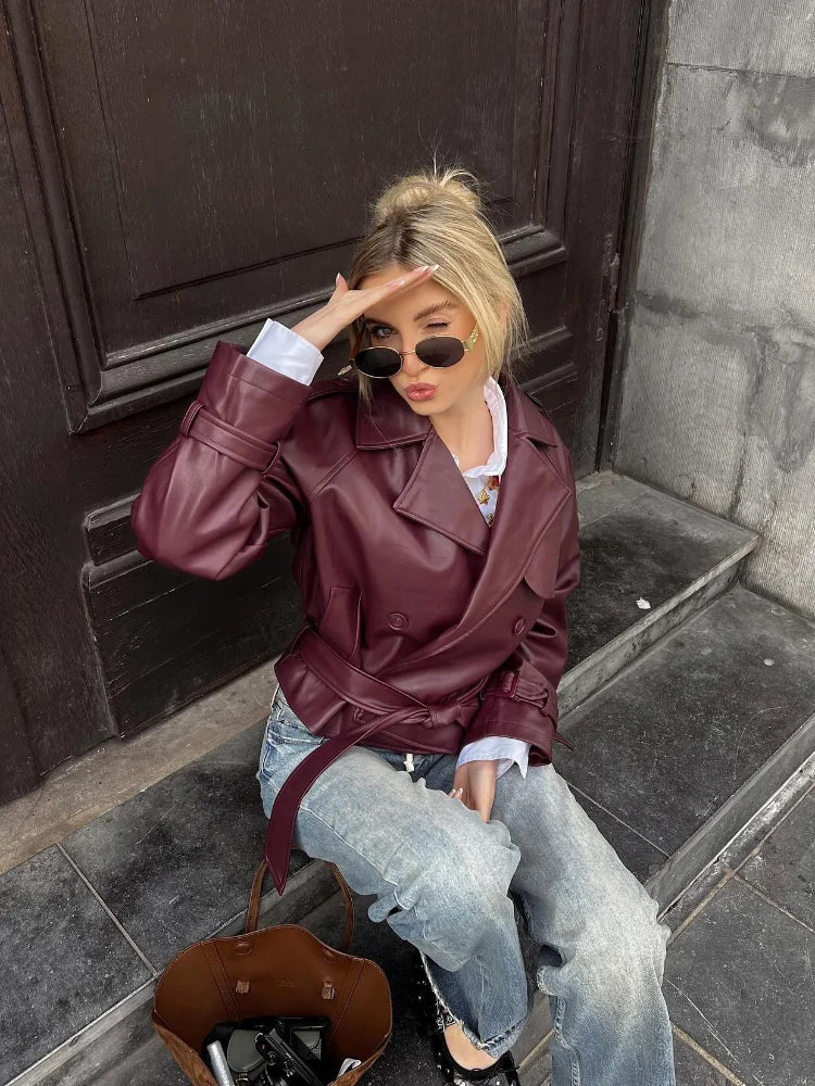 Odessa Belted Wine Trench Coat