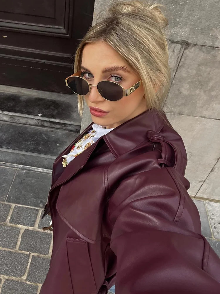 Odessa Belted Wine Trench Coat