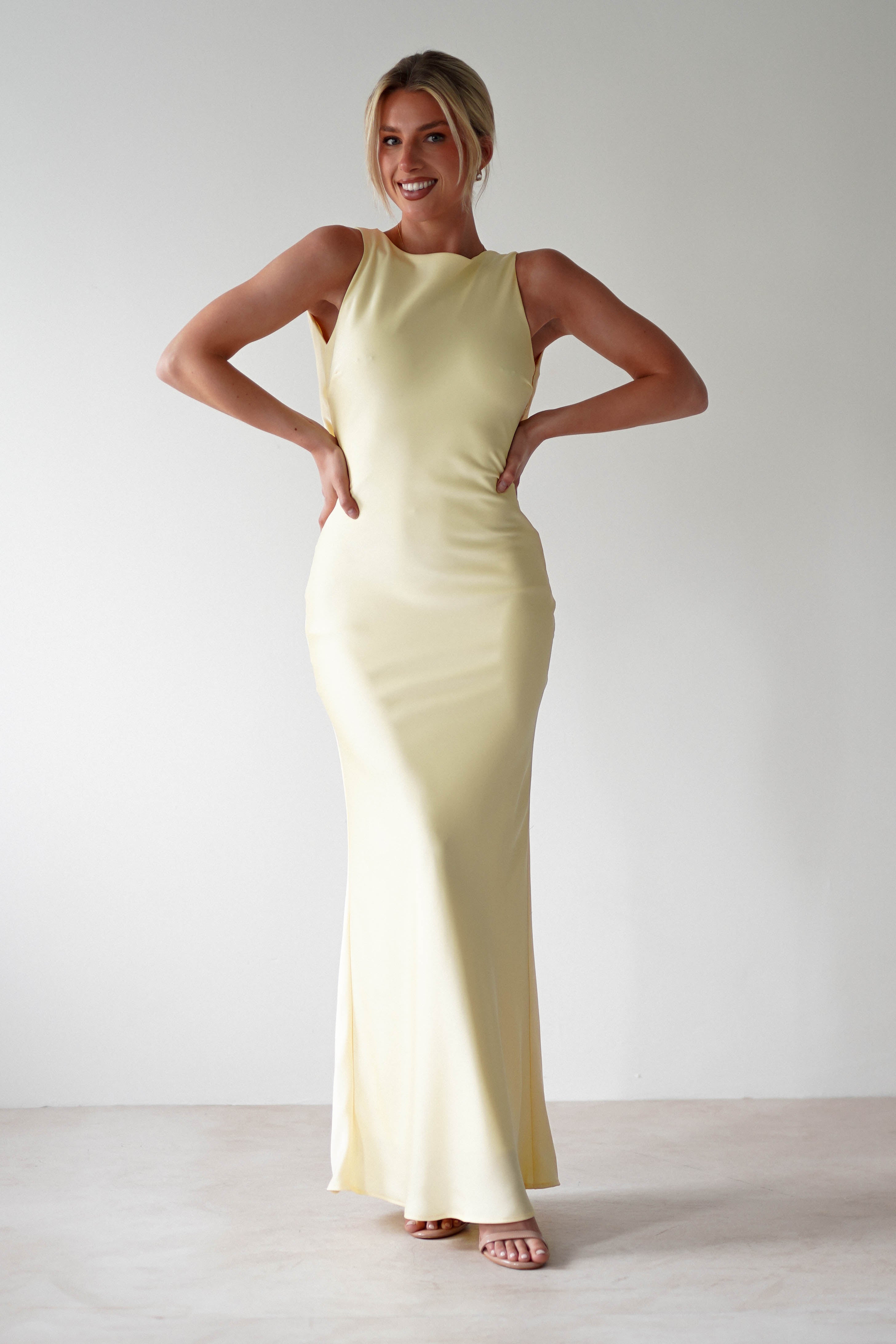 Lemon Luxe Satin Dress