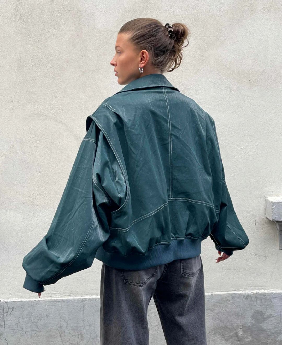 Aveline Faux Leather Bomber Jacket