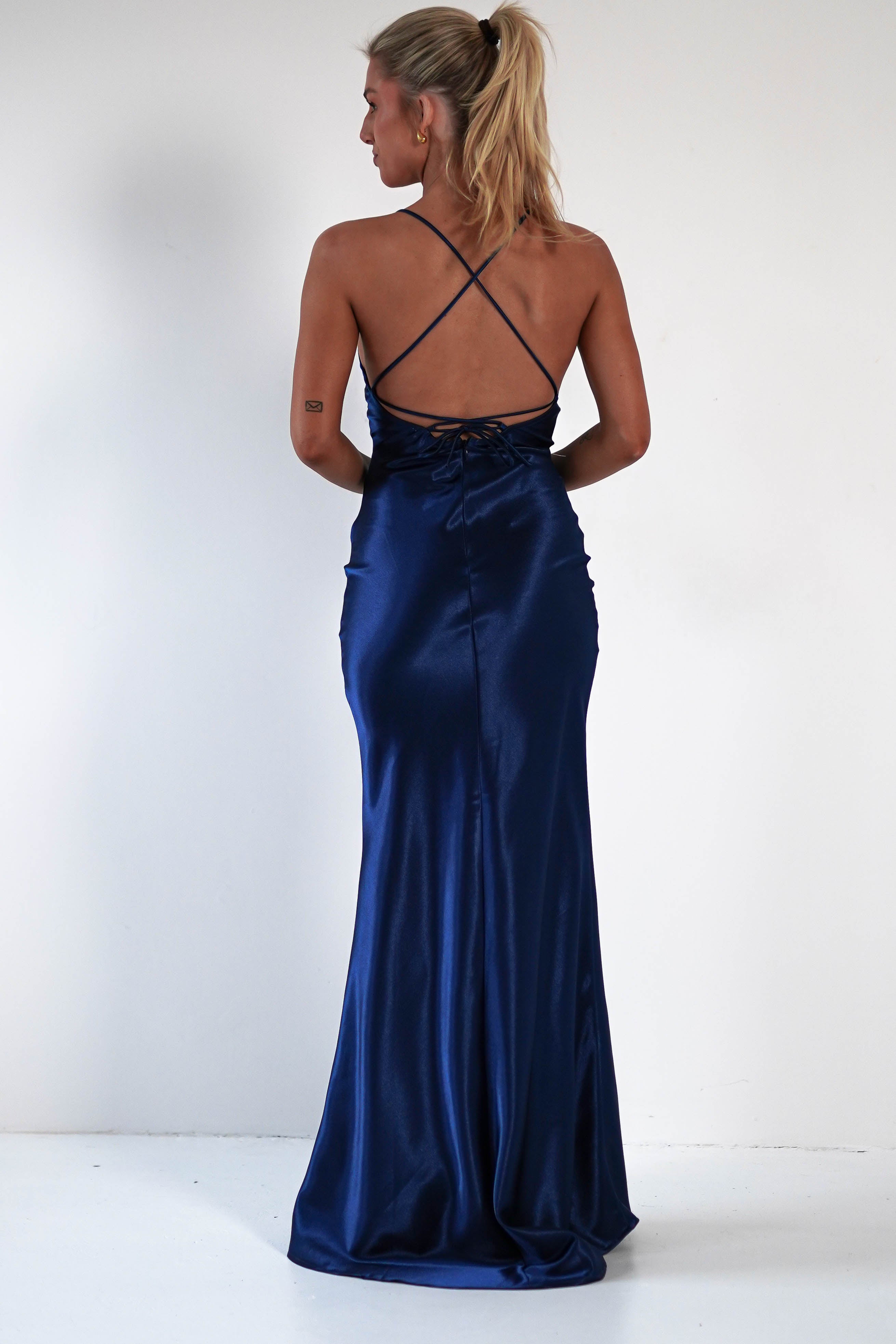 Royal Midnight Satin Dress